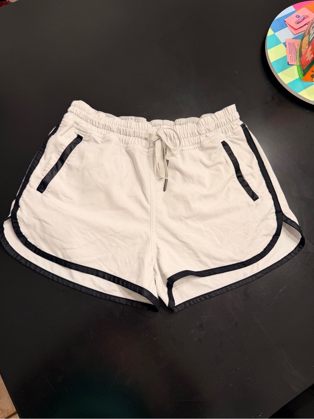 lululemon athletica White Athletic Shorts with Black Trim